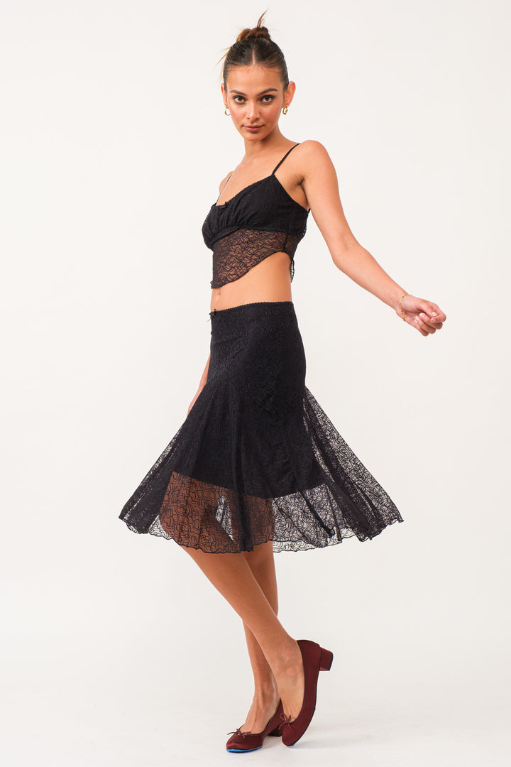 Anaïs Lace Flared Midi Skirt