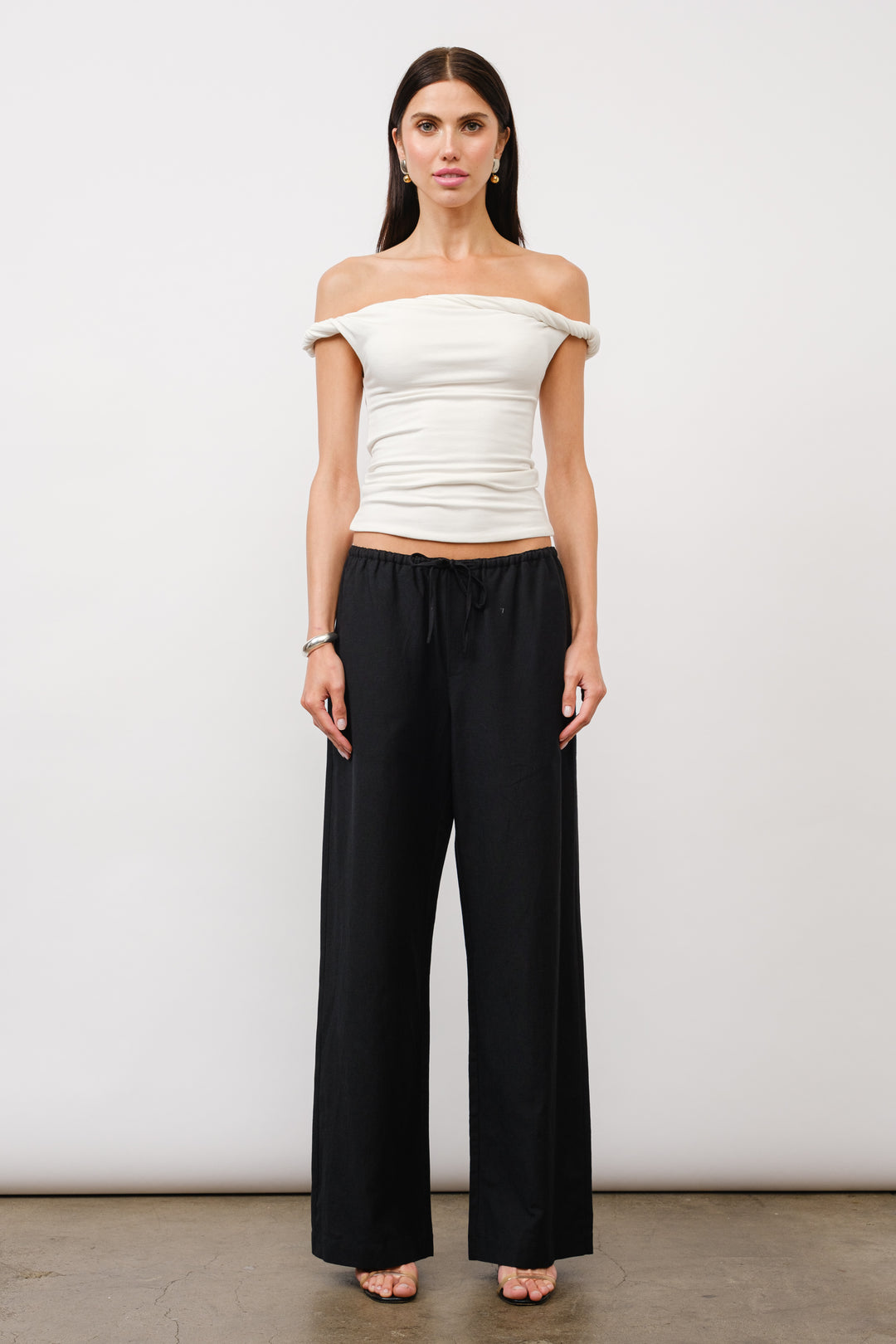 Lani Linen Drawstring Pants - Black