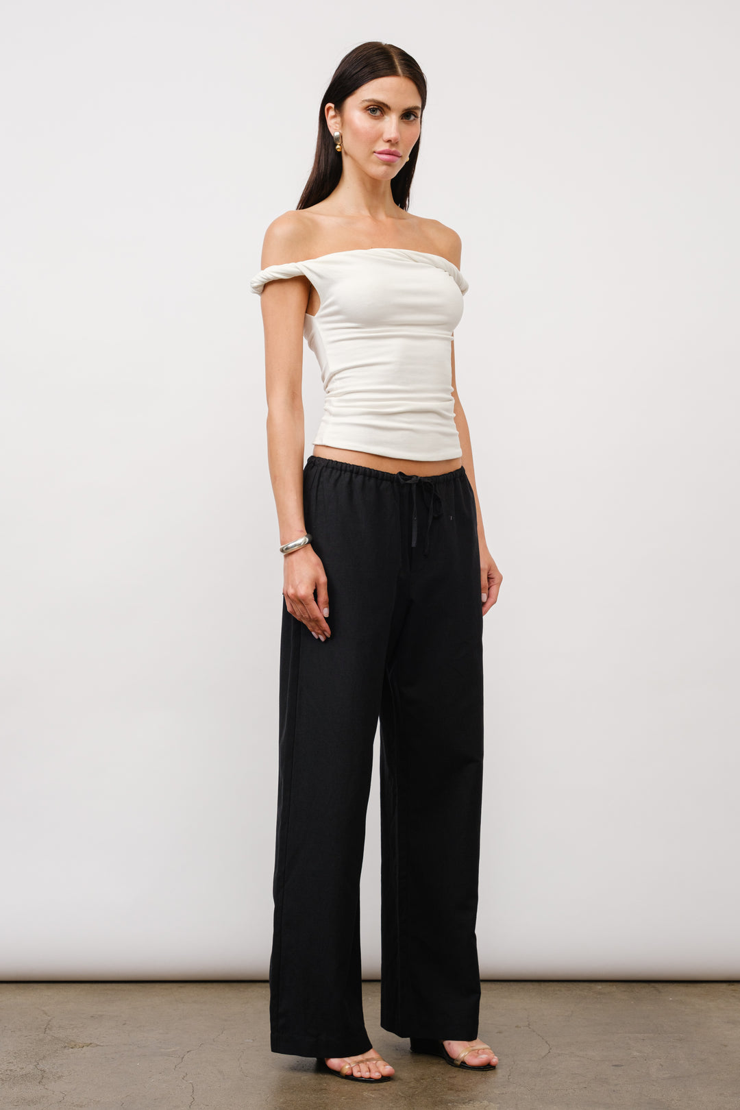 Lani Linen Drawstring Pants - Black