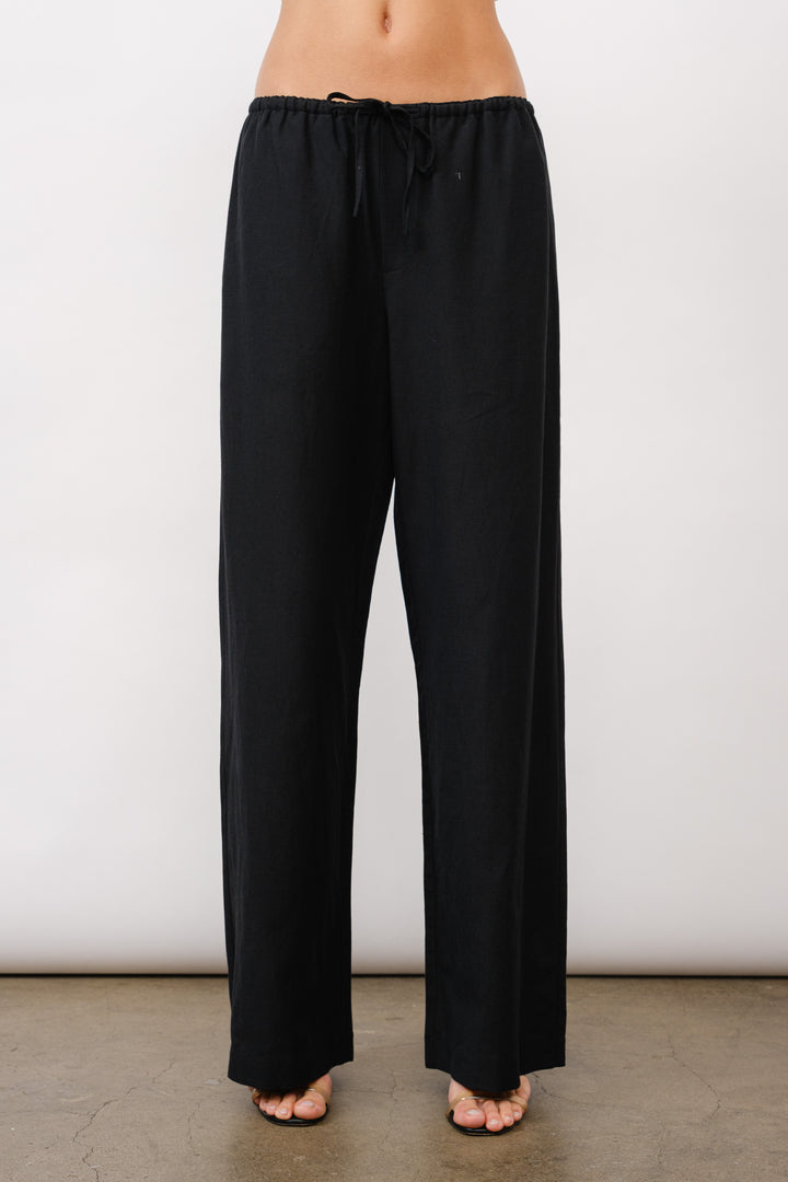 Lani Linen Drawstring Pants - Black