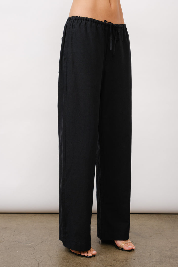 Lani Linen Drawstring Pants - Black