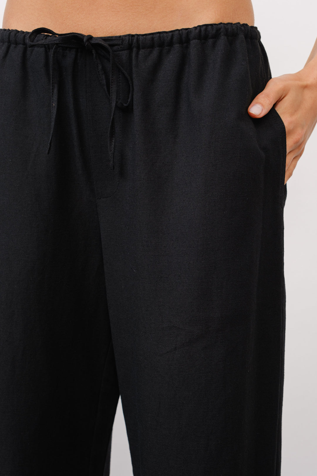 Lani Linen Drawstring Pants - Black