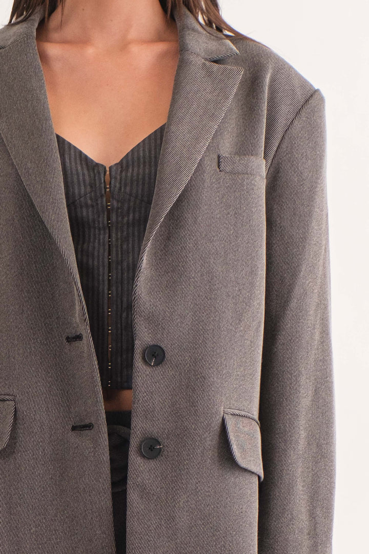 Corinne Twill Blazer - Charcoal