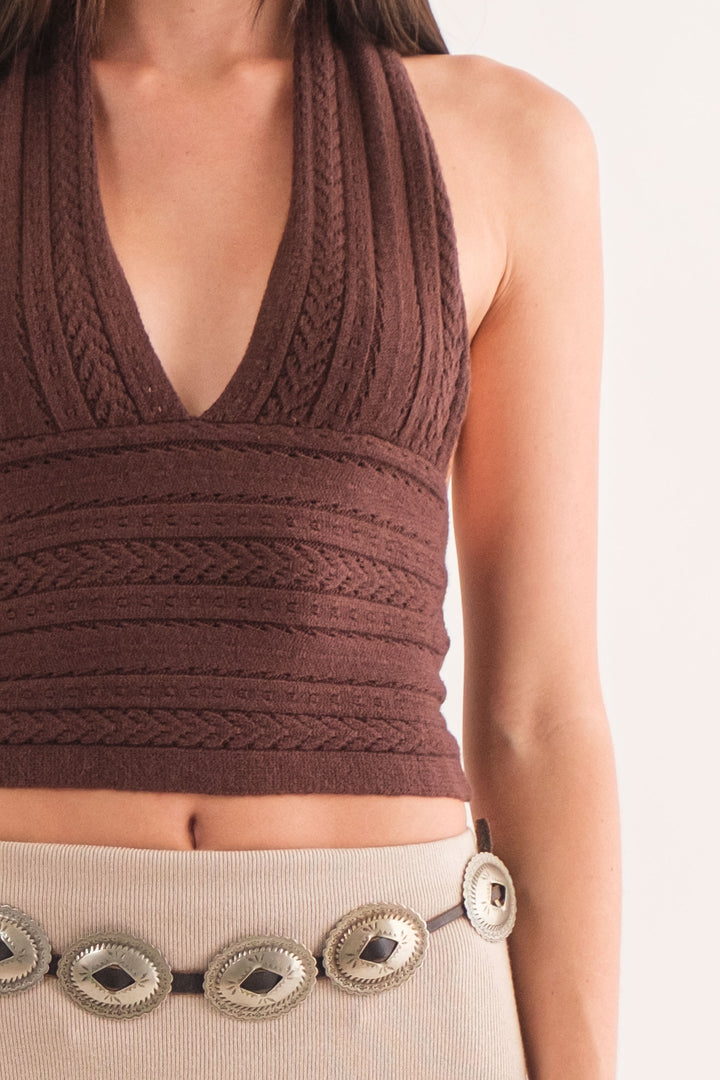 Maui Knit Halter Top - Brown