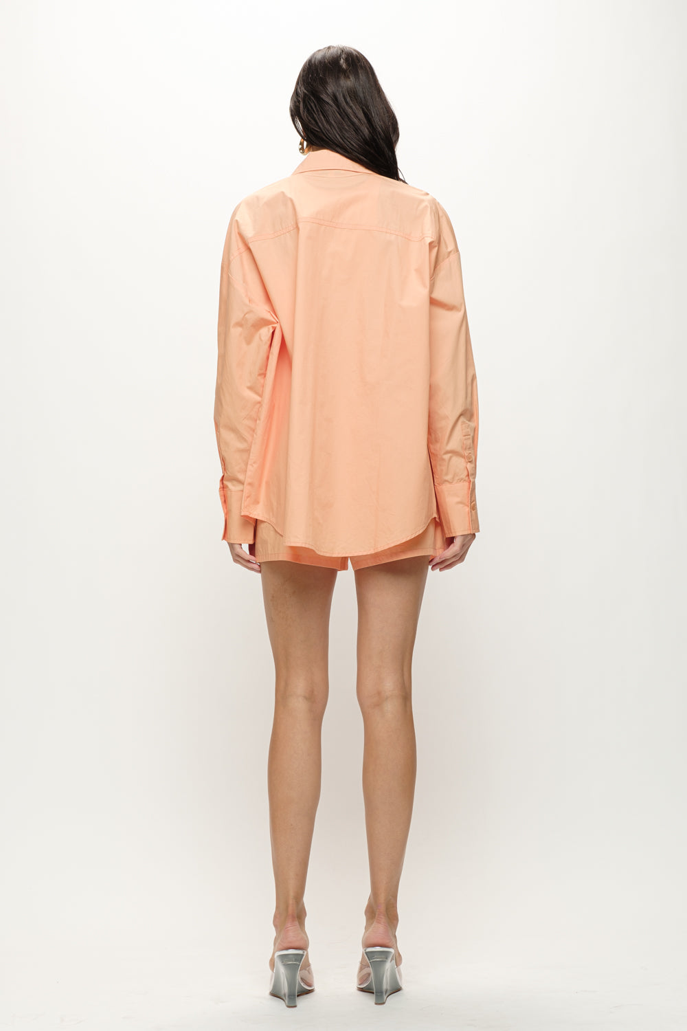 Gemma Cotton Poplin Shirt - Tangerine