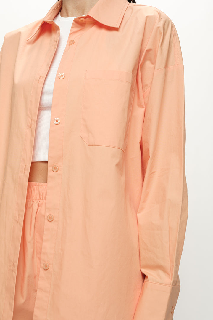 Gemma Cotton Poplin Shirt - Tangerine