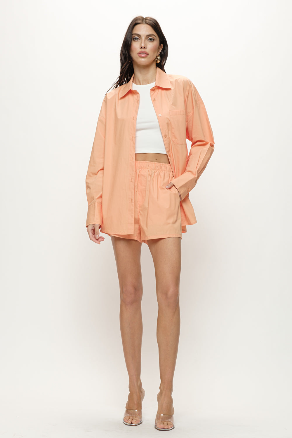 Gemma Cotton Poplin Shirt - Tangerine