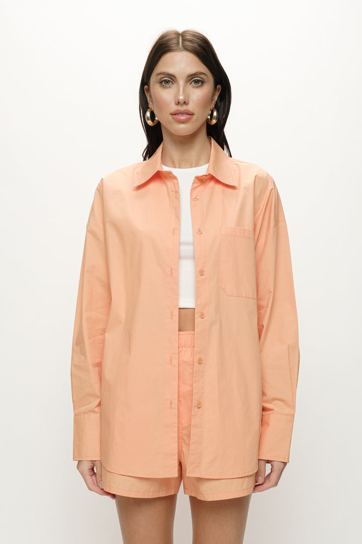 Gemma Cotton Poplin Shirt - Tangerine