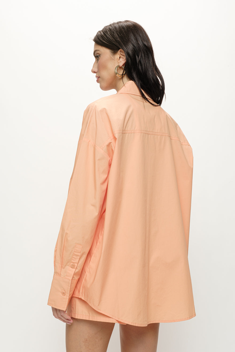 Gemma Cotton Poplin Shirt - Tangerine