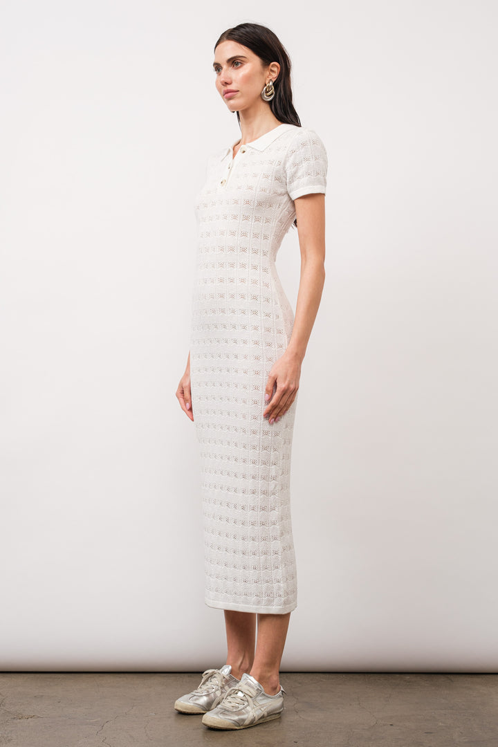 Elodie Knitted Midi Dress - White