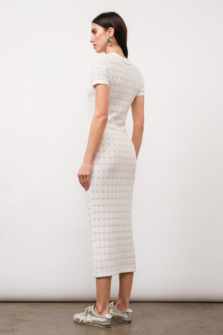 Elodie Knitted Midi Dress - White