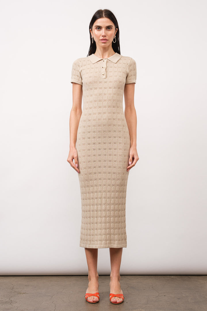 Elodie Knitted Midi Dress - Sand