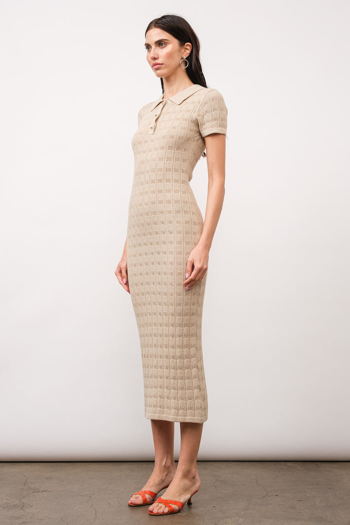 Elodie Knitted Midi Dress - Sand