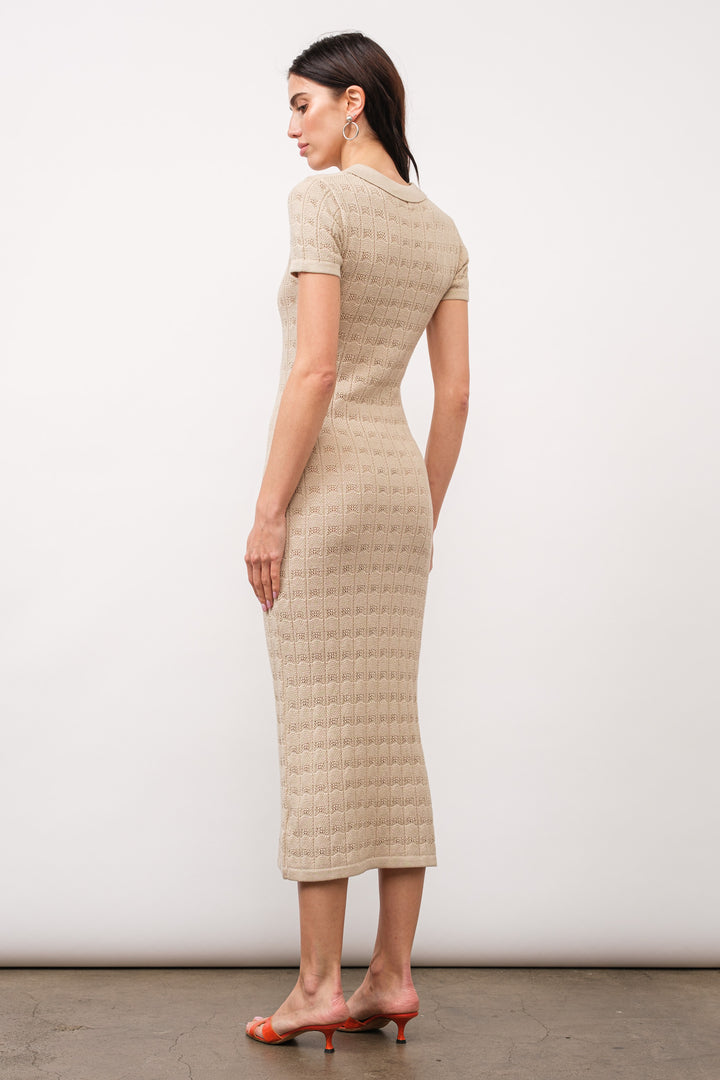 Elodie Knitted Midi Dress - Sand