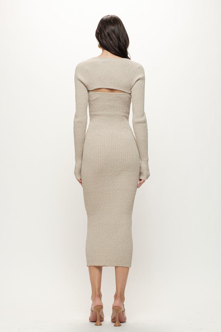 Florence Knitted Midi Dress - Greige