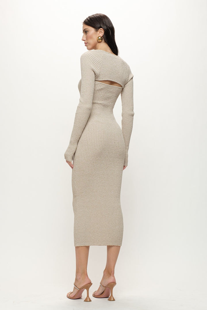 Florence Knitted Midi Dress - Greige