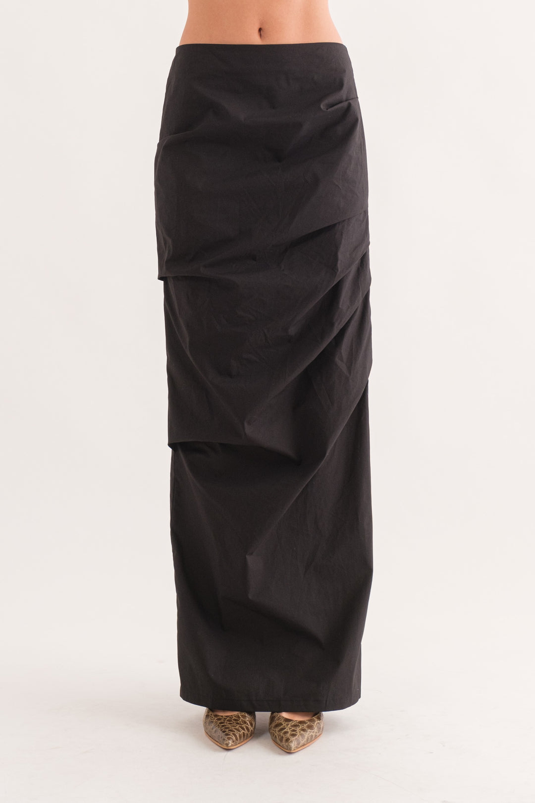 Athens Draped Maxi Skirt - Black