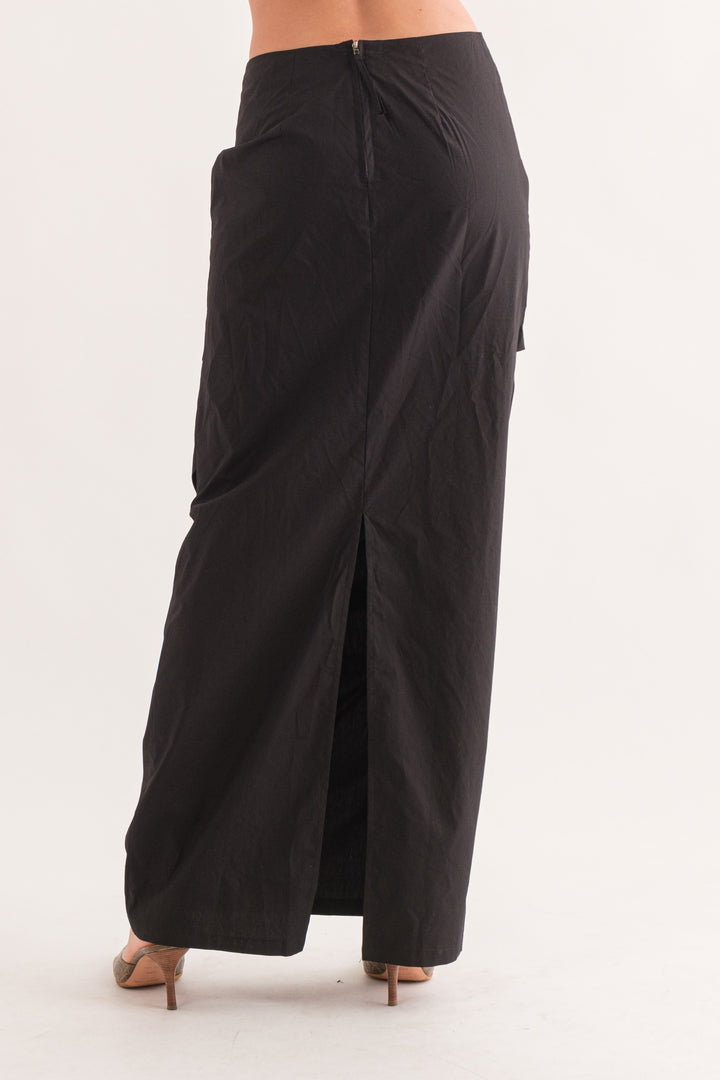 Athens Draped Maxi Skirt - Black
