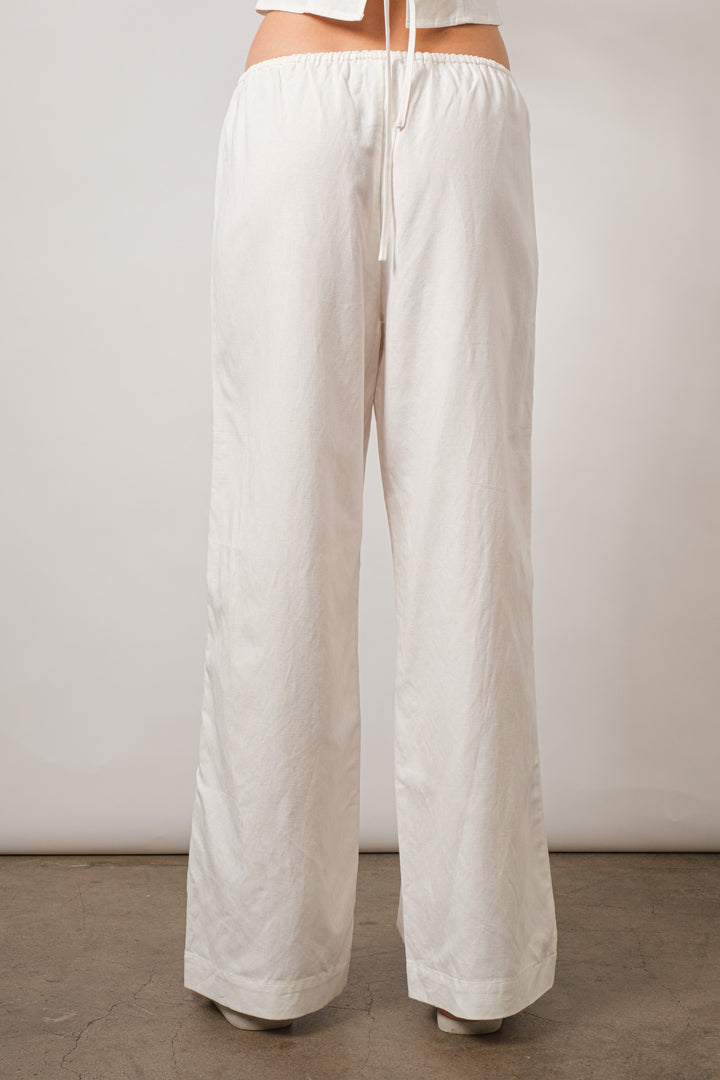Lani Linen Drawstring Pants - White