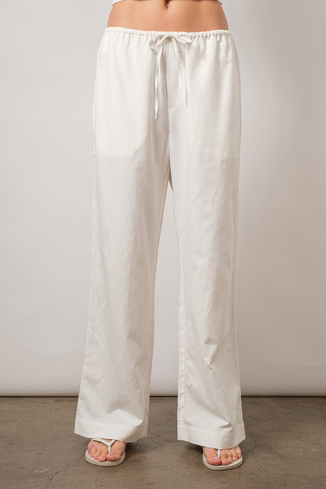 Lani Linen Drawstring Pants - White